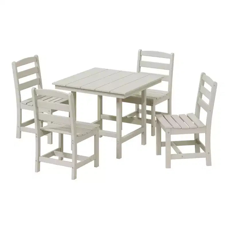 WestinTrends Ashore 5-Piece HDPE Outdoor Square Patio Dining Table Set with Armless Side Chairs