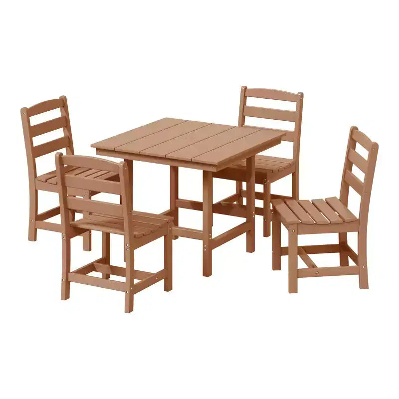 WestinTrends Ashore 5-Piece HDPE Outdoor Square Patio Dining Table Set with Armless Side Chairs