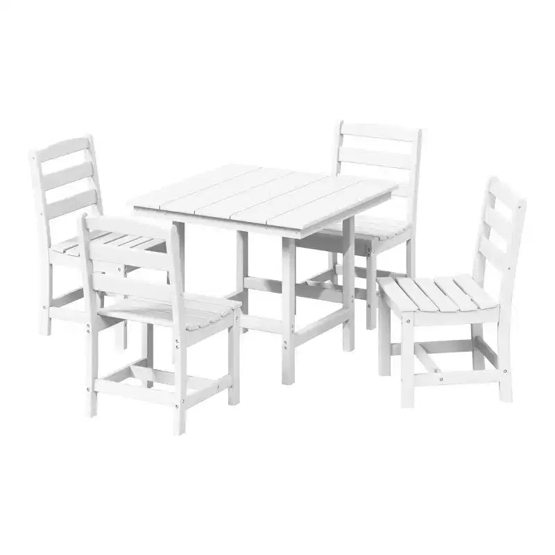WestinTrends Ashore 5-Piece HDPE Outdoor Square Patio Dining Table Set with Armless Side Chairs