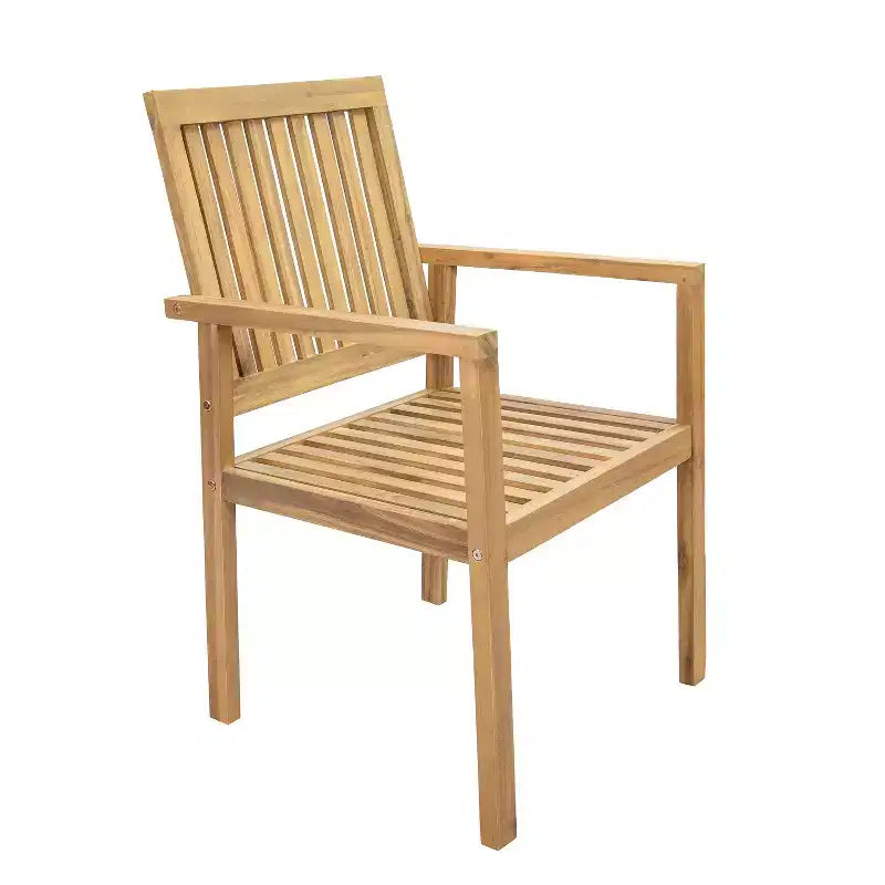 Ensemble repas d'extérieur Sunnydaze Rodanthe en bois d'acacia avec table et fauteuils - 5 pièces - Naturel/Blanc cassé