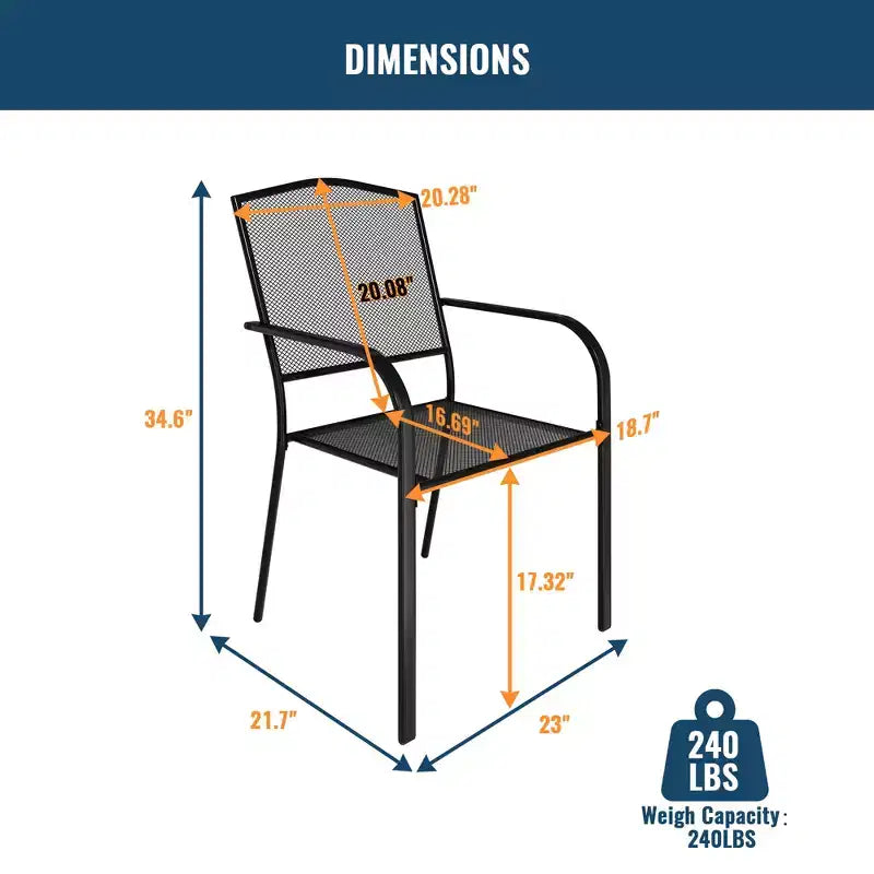 CLIHOME 5-Piece Outdoor Dining Set,With Umbrella Hole Square Table & Mesh Chairs Patio Set