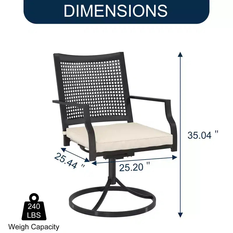 CLIHOME 8-Piece Outdoor Dining Set,Square Table With Sunshade Umbrella Hole & 360 Swivel Chairs Patio Set