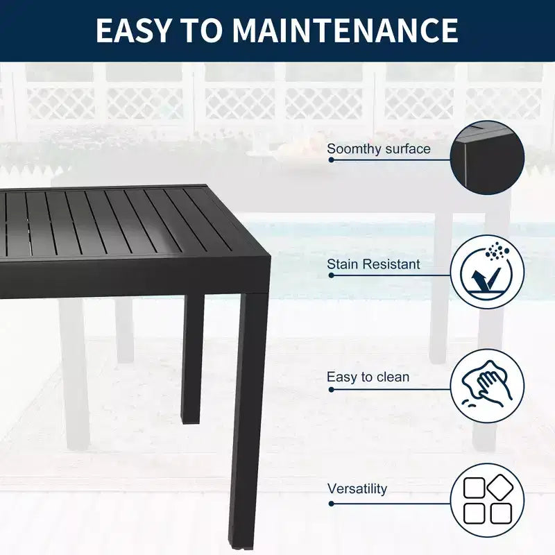Ensemble repas de jardin 9 pièces CLIHOME, table extensible et chaises pivotantes à 360°