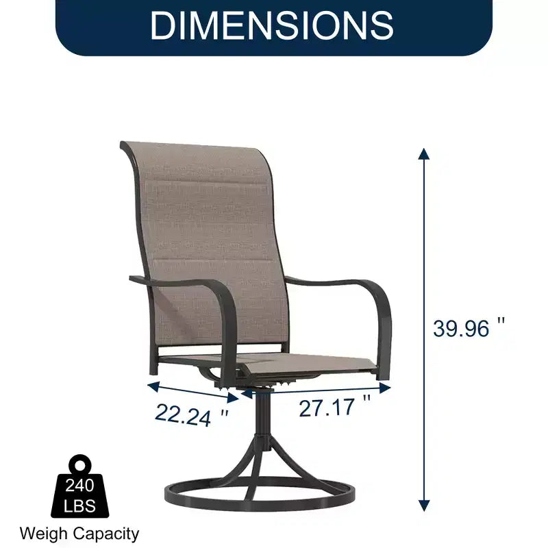 Ensemble repas de jardin 9 pièces CLIHOME, table extensible et chaises pivotantes à 360°