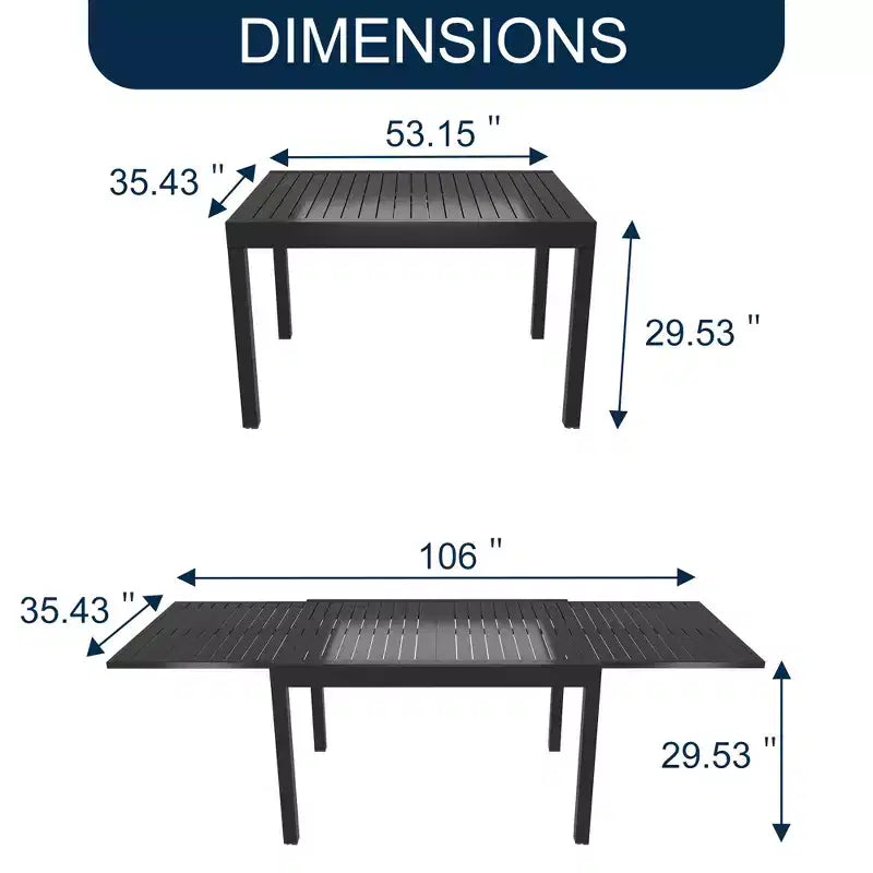 Ensemble repas de jardin 9 pièces CLIHOME, table extensible et chaises pivotantes à 360°