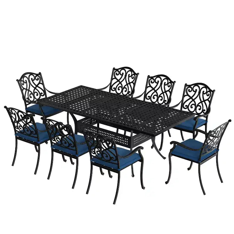 CLIHOME 9-Piece Cast Aluminum Patio Dining Set with Sofa Cushions