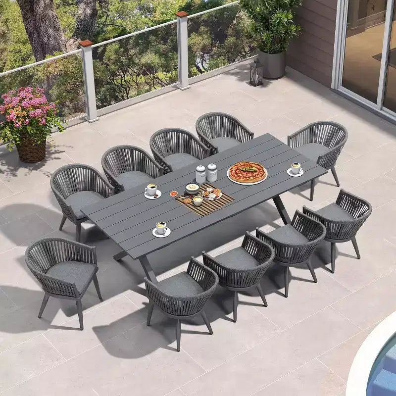 PURPLE LEAF Outdoor Dining Set with Patio Aluminium Dining Table and Wicker Rattan Chairs Modern Furniture Cushions Sets for Backyard