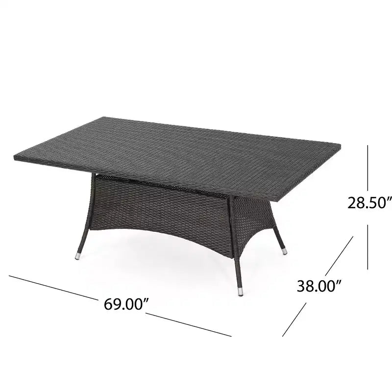 GDFStudio Toledano Outdoor Wicker and Iron 7 Piece Dining Set with Water Resistant Cushion