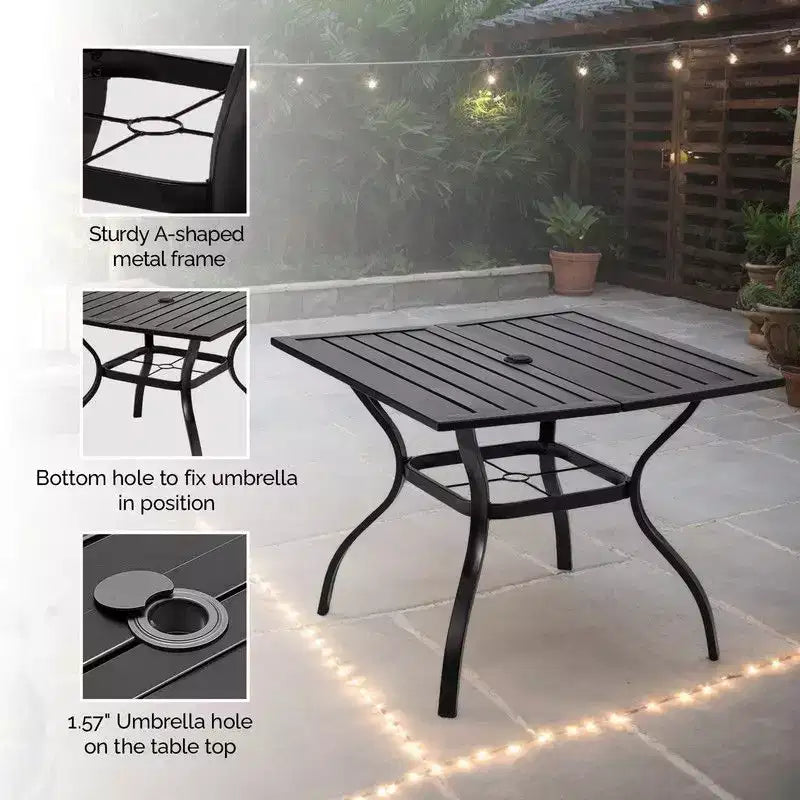 Patio Steel Square 4-Person Dining Set