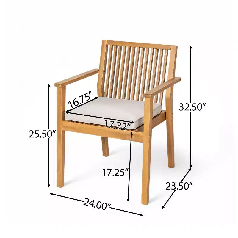 Christopher Knight Home Ahri Farmhouse 7 Piece Patio Acacia Wood Dining Set with Cushions