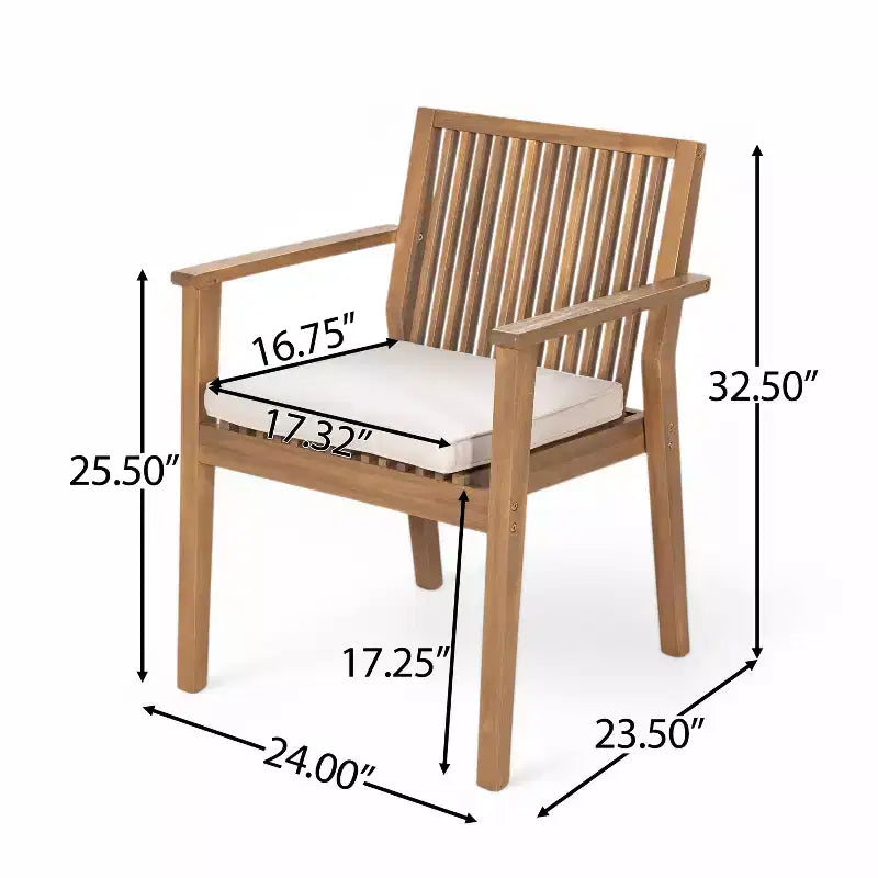 Christopher Knight Home Akshan Rustic 5 Piece Patio Acacia Wood Dining Set with Cushions