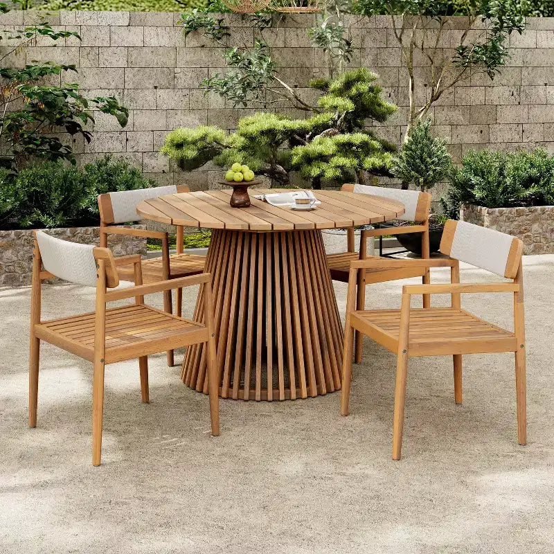 Christopher Knight Home Sett Rustic 5 Piece Patio Acacia Wood Dining Set