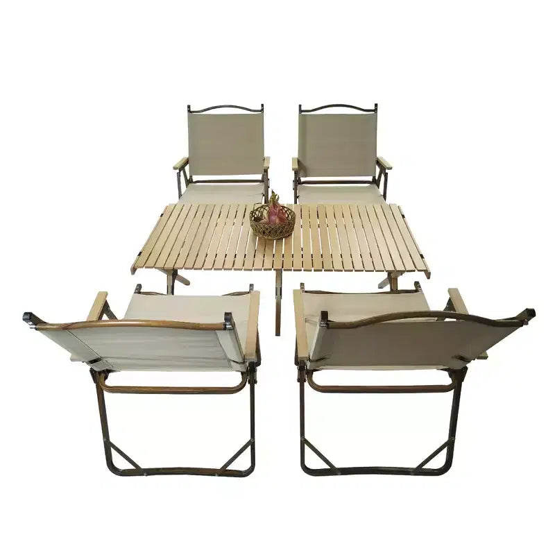 MAYEERTY Ensemble de salle à manger pliable 1 table 4 chaises Intérieur Extérieur Naturel Adapté aux enfants