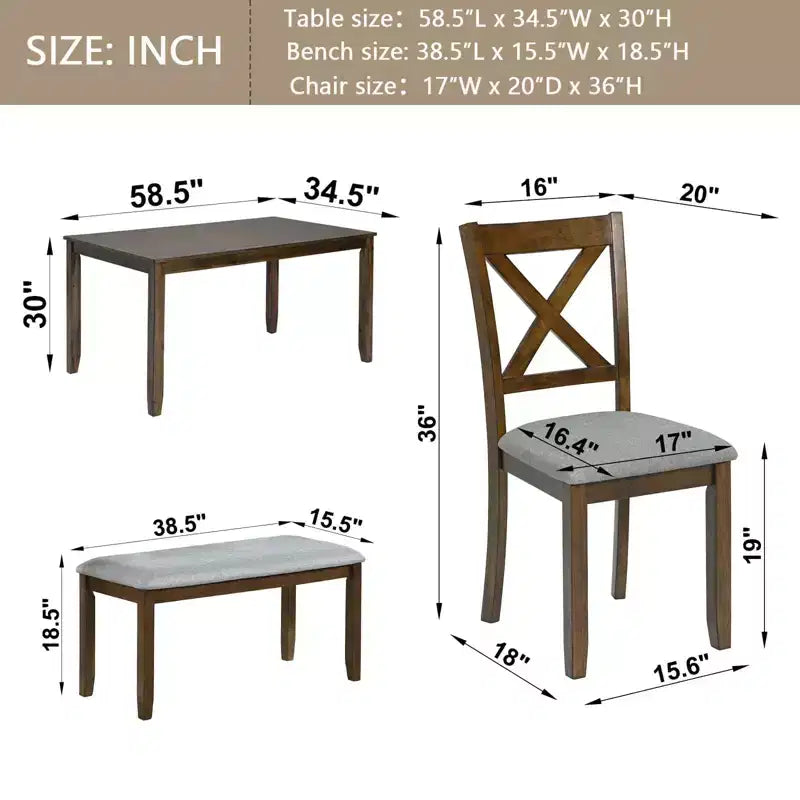 Ensemble de salle à manger MAYEERTY 7 pièces – Table rectangulaire en bois et 6 chaises rembourrées pour les réunions de famille