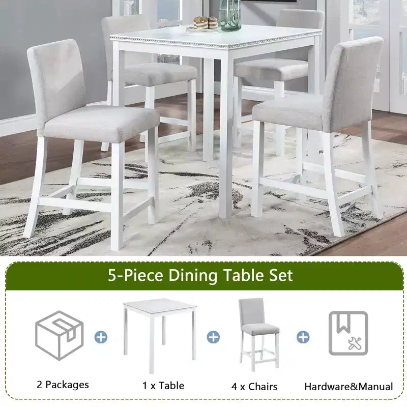 Ensemble de salle à manger MAYEERTY 7 pièces – Table rectangulaire en bois et 6 chaises rembourrées pour les réunions de famille