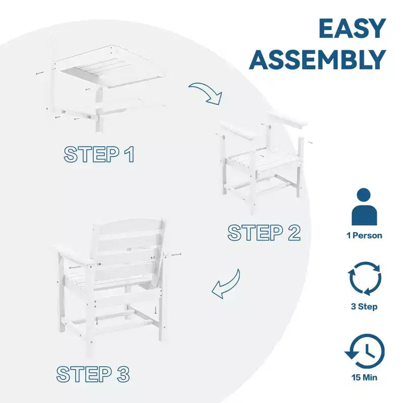 Hyleory Recycled HDPE 4pc Patio Dining Set - Rectangular Table & Umbrella Hole,Patio Dining Bench,2 Patio Armchairs