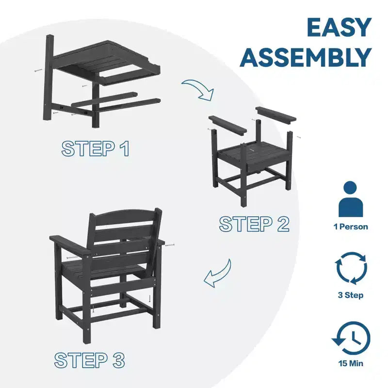 Hyleory 6pc HDPE Outdoor Dining Set with Rectangular Table & Umbrella Hole, Bench and Armchairs