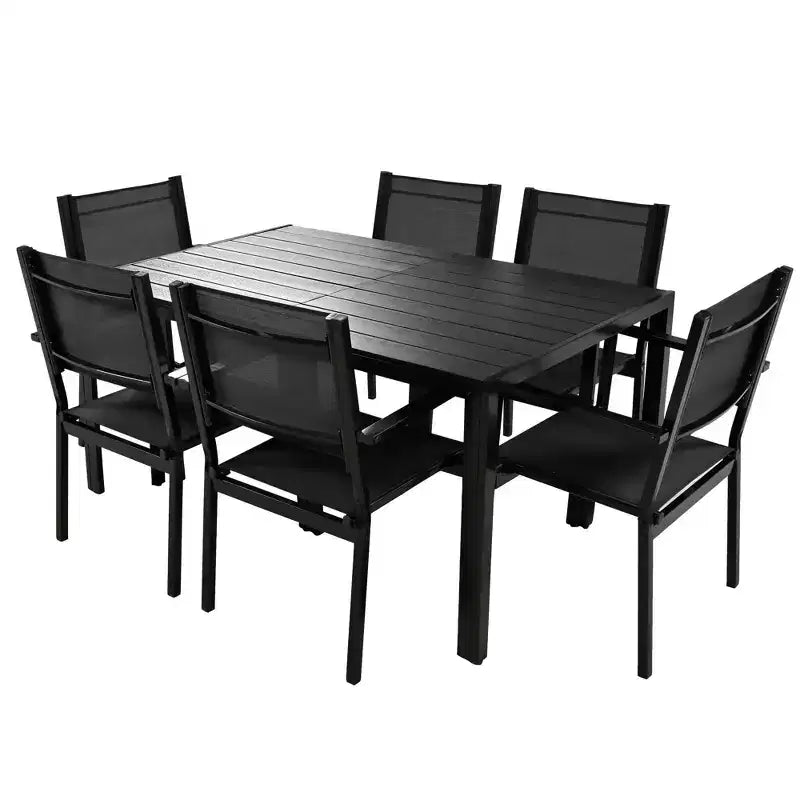 CLIHOME 7 Pieces Steel Outdoor Table and Chair Set, Patio Dining Sets for Patio, Balcony, Backyard
