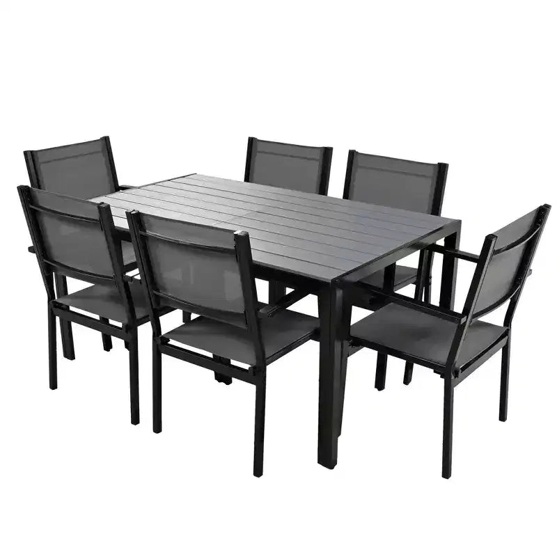 CLIHOME 7 Pieces Steel Outdoor Table and Chair Set, Patio Dining Sets for Patio, Balcony, Backyard