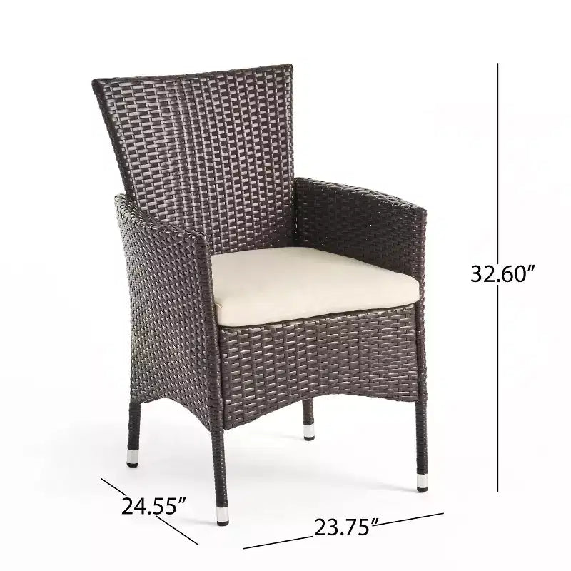 GDFStudio Carysfort Outdoor Wicker 5 Piece Dining Set with Water-Resistant Cushion