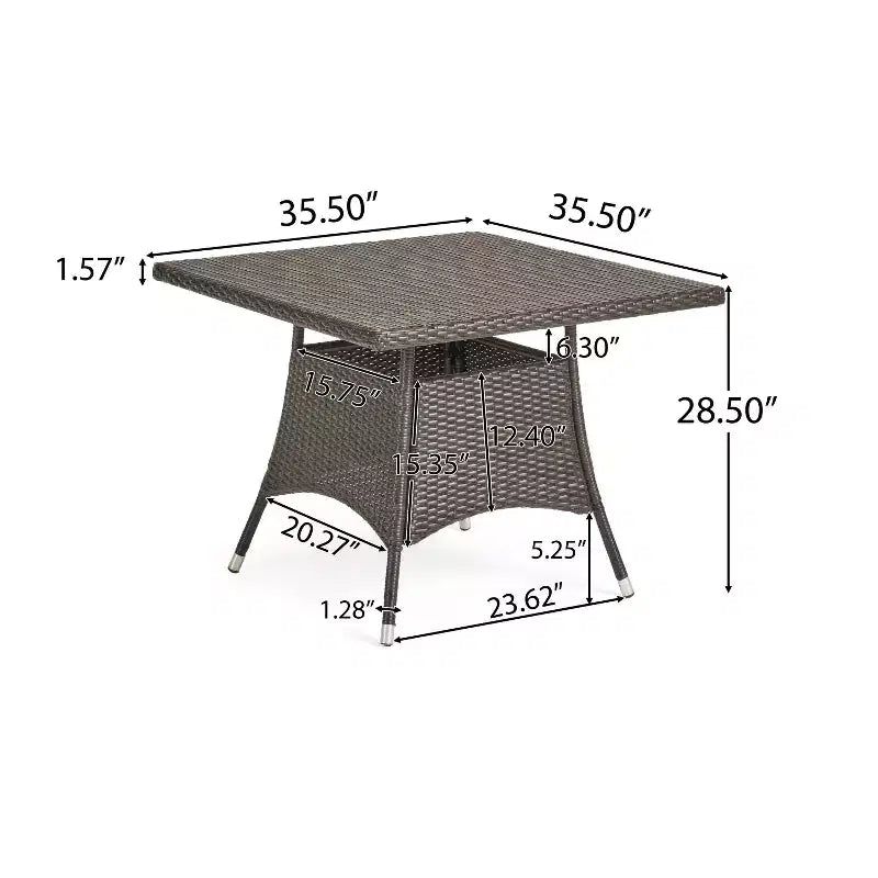GDFStudio Galvez Ensemble repas d'extérieur 5 pièces en osier empilable