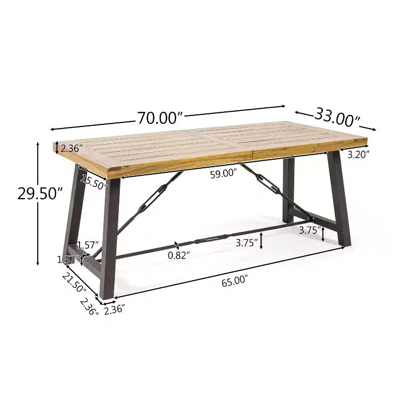 GDFStudio Soltice Outdoor Wicker and Acacia Wood 6 Piece Dining Set with Bench
