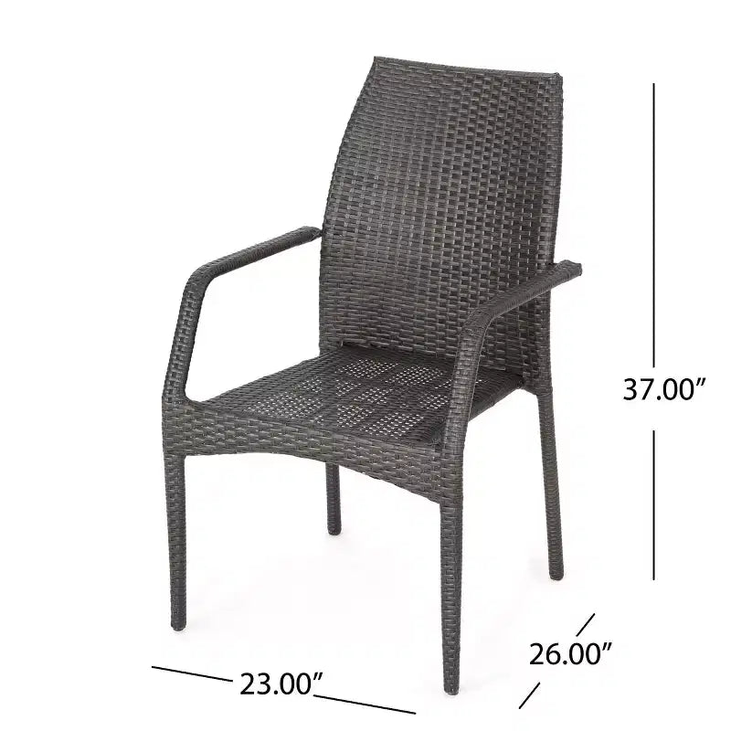 GDFStudio Rue Outdoor Wicker and Tempered Glass 5 Piece Dining Set
