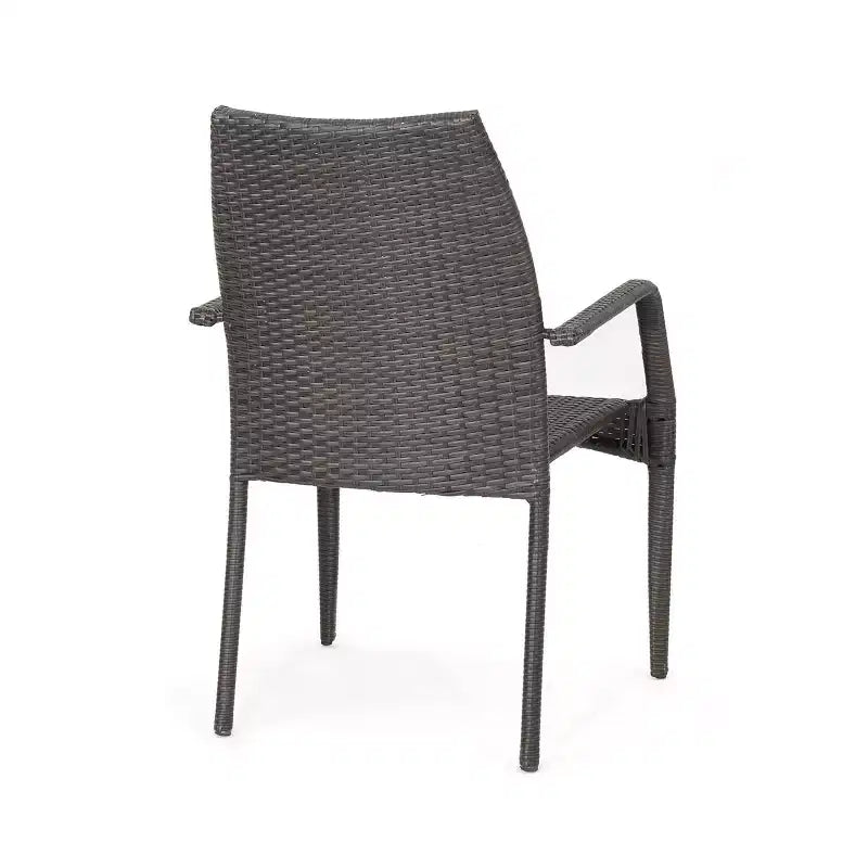 GDFStudio Rue Outdoor Wicker and Tempered Glass 5 Piece Dining Set