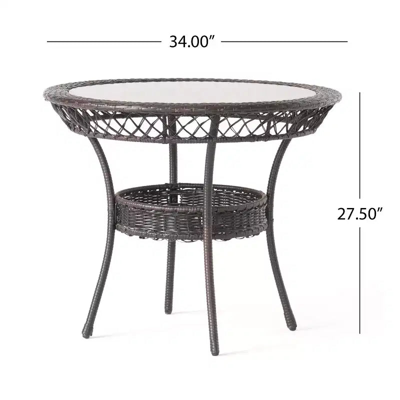 GDFStudio Blythe Ensemble repas de 5 pièces en osier et verre trempé pour l'extérieur