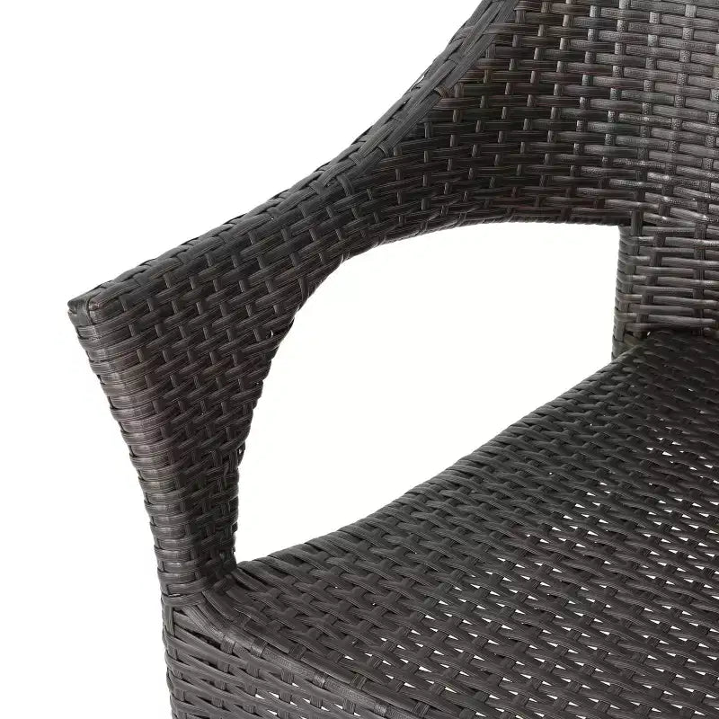 GDFStudio Blythe Ensemble repas de 5 pièces en osier et verre trempé pour l'extérieur