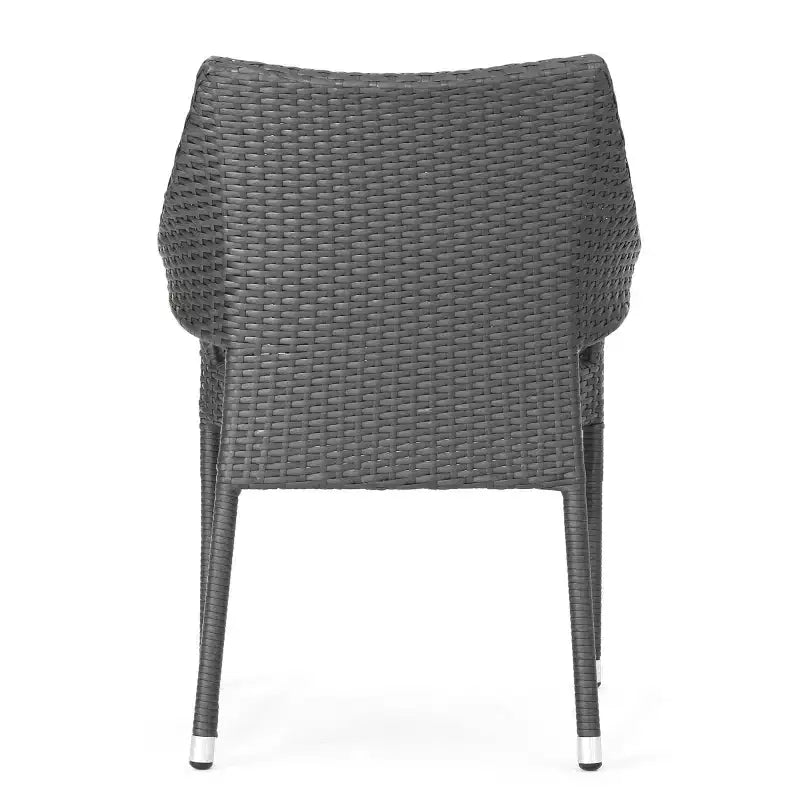 Christopher Knight Home Nelly 6 Piece Outdoor Acacia Wood Dining Set with Stackable Wicker Chairs and Bench