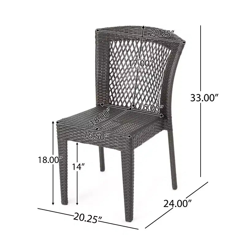 Ensemble de salle à manger d'extérieur GDFStudio Holmes 5 pièces en osier avec table ronde et trou pour parasol