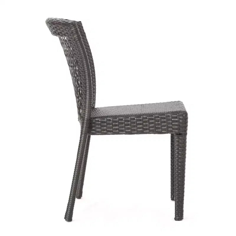 Ensemble de salle à manger d'extérieur GDFStudio Holmes 5 pièces en osier avec table ronde et trou pour parasol