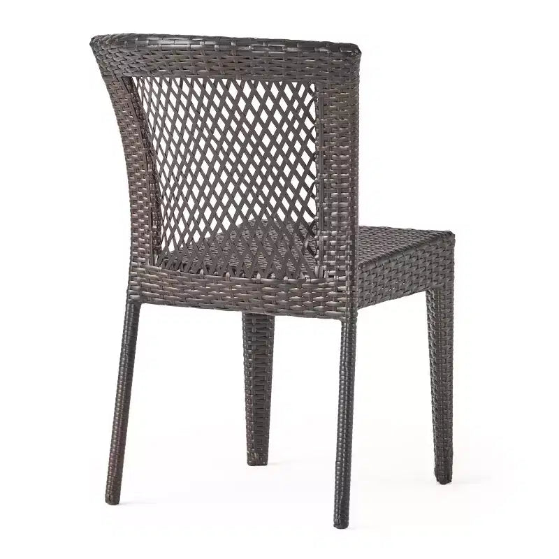 Ensemble de salle à manger d'extérieur GDFStudio Holmes 5 pièces en osier avec table ronde et trou pour parasol