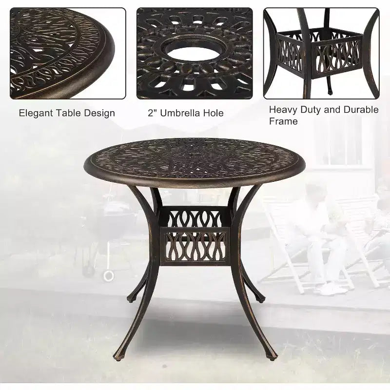 VINGLI 5-Piece Outdoor Patio Dining Set, Cast Aluminum All-Weather Outdoor Table and Chairs w/Cushion, outdoor patio dining sets