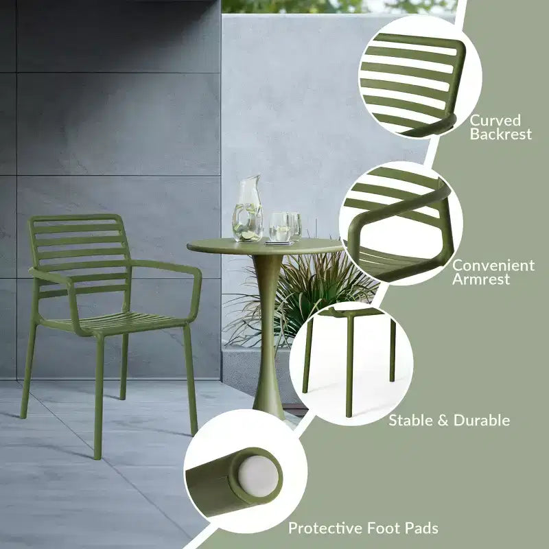 WestinTrends Playa 5-Piece Indoor Outdoor Metal Patio Dining Table Set With Stackable Plastic Patio Arm Chairs