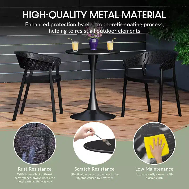 WestinTrends Playa 5-Piece Indoor Outdoor Metal Patio Dining Table Set With Stackable Plastic Patio Arm Chairs
