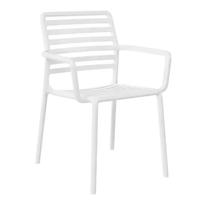 WestinTrends Playa 5-Piece Indoor Outdoor Metal Patio Dining Table Set With Stackable Plastic Patio Arm Chairs