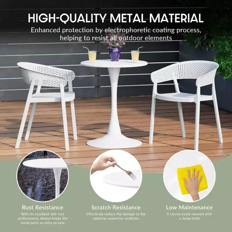 Ensemble de salle à manger extérieur 5 pièces WestinTrends Playa avec table en métal et chaises de patio empilables en résine