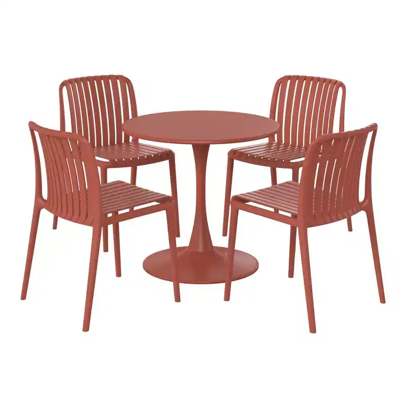 WestinTrends Playa 5-Piece Outdoor Metal Dining Table Set And Stackable Resin Patio Chairs