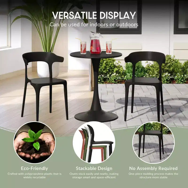 Ensemble de salle à manger d'extérieur 3 pièces WestinTrends Playa en métal avec chaises de patio modernes empilables