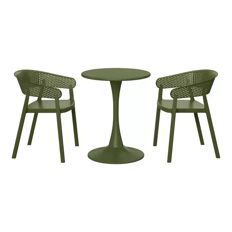 WestinTrends Playa 3-Piece Indoor Outdoor Metal Patio Dining Table Set With Stackable Patio Chairs