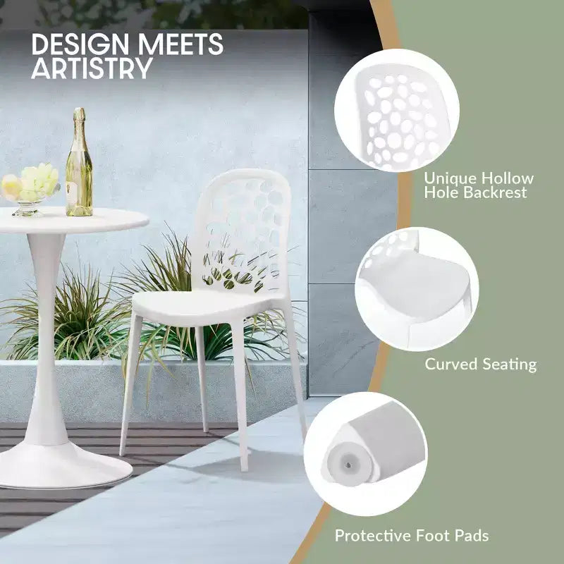 WestinTrends Playa 3-Piece Outdoor Indoor Metal Patio Dining Table Set With Stackable Polypropylene Patio Side Chairs
