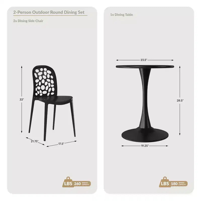 WestinTrends Playa 3-Piece Outdoor Indoor Metal Patio Dining Table Set With Stackable Polypropylene Patio Side Chairs