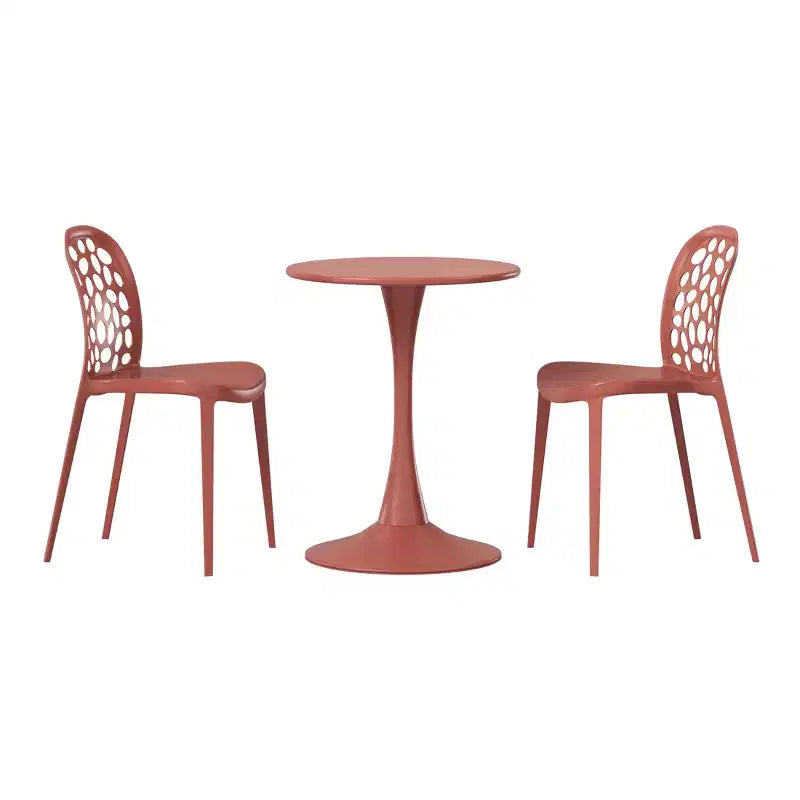 WestinTrends Playa 3-Piece Outdoor Indoor Metal Patio Dining Table Set With Stackable Polypropylene Patio Side Chairs