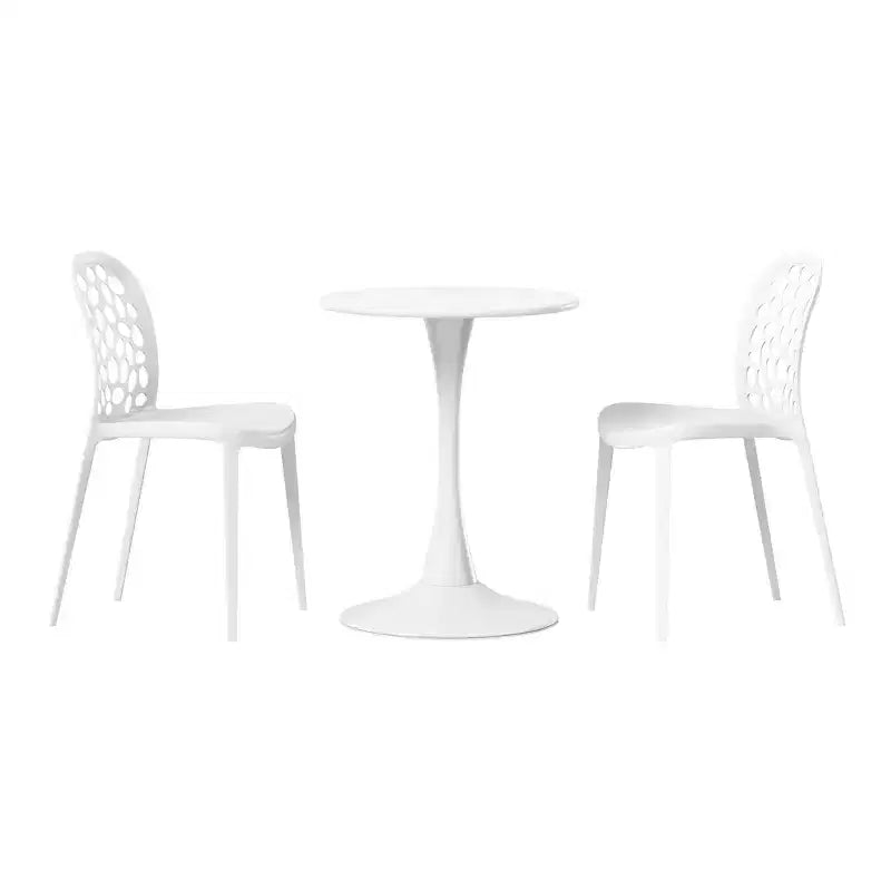 WestinTrends Playa 3-Piece Outdoor Indoor Metal Patio Dining Table Set With Stackable Polypropylene Patio Side Chairs