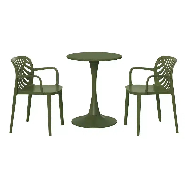WestinTrends Playa 3-Piece Outdoor Indoor Metal Patio Dining Table Set With Stackable Patio Chairs