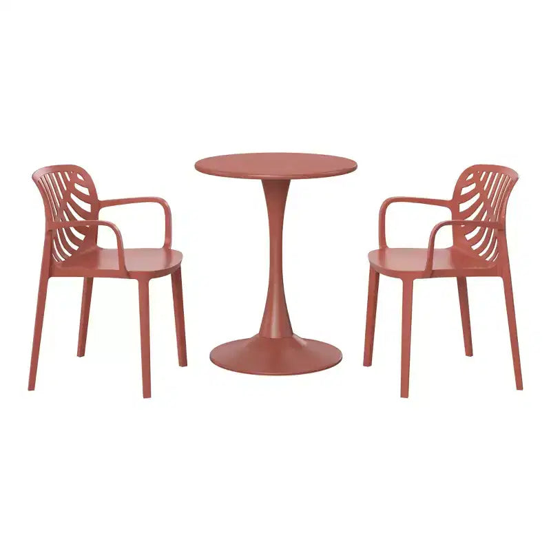WestinTrends Playa 3-Piece Outdoor Indoor Metal Patio Dining Table Set With Stackable Patio Chairs