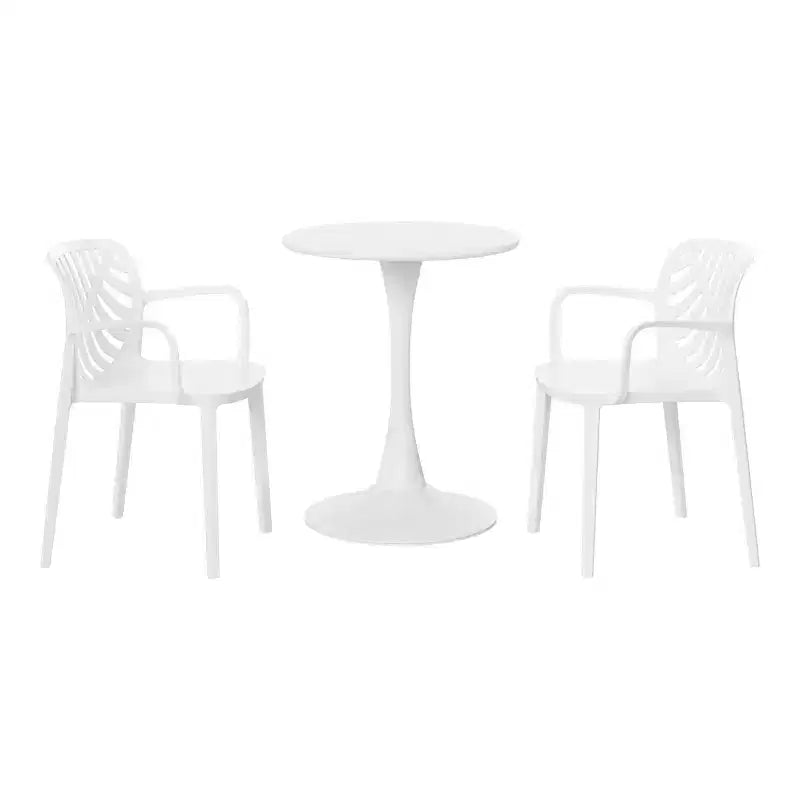 WestinTrends Playa 3-Piece Outdoor Indoor Metal Patio Dining Table Set With Stackable Patio Chairs