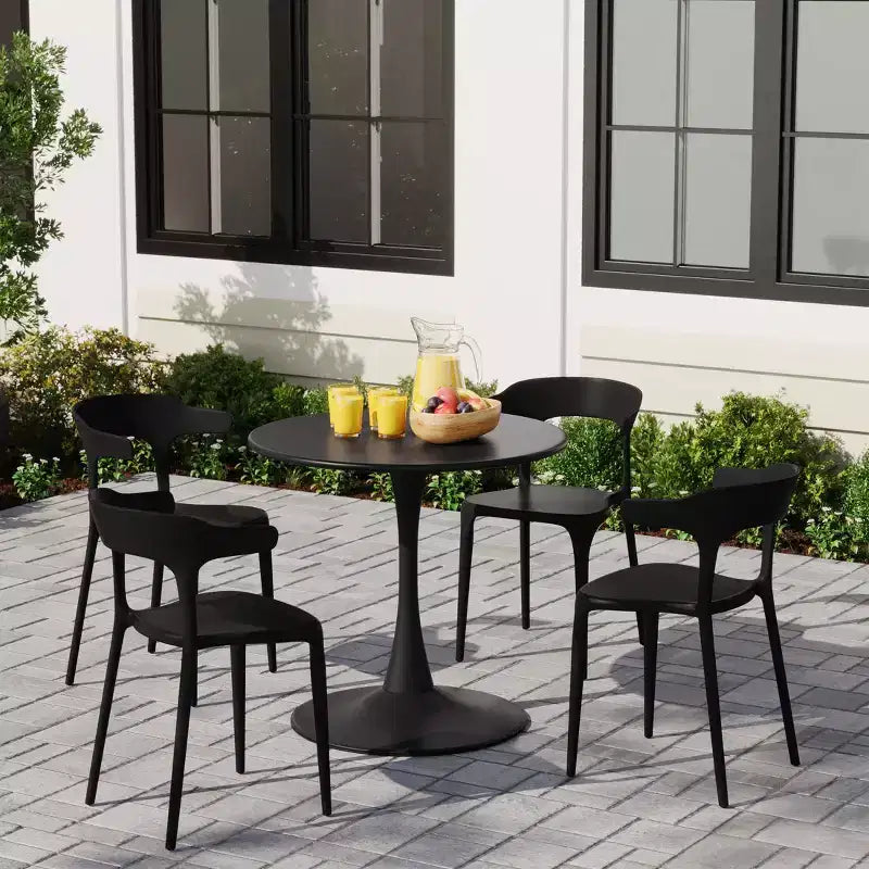 Ensemble de salle à manger d'extérieur WestinTrends Playa 5 pièces en métal avec chaises de patio empilables